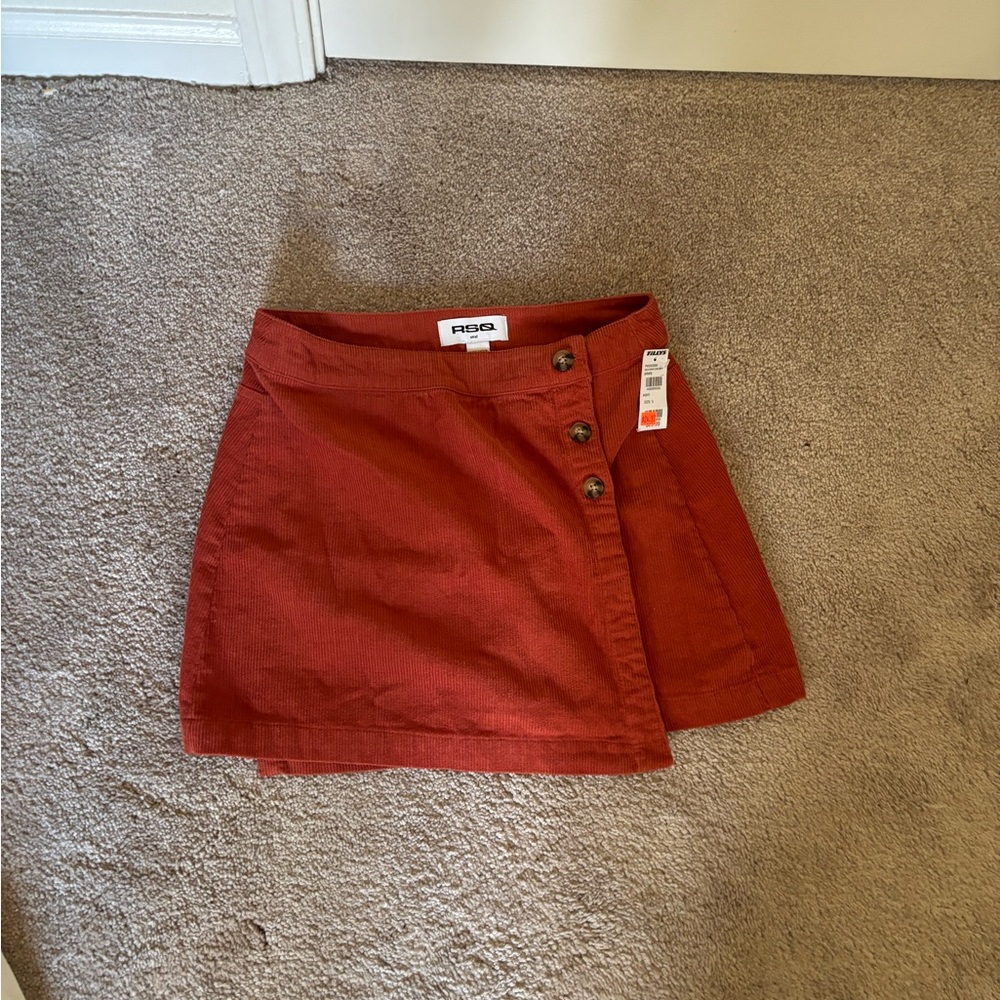 NWT RSQ Rust corduroy mini skirt